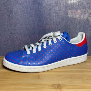 Adidas Stan Smith Pharrell Williams Trainers Mens Sz 12 Blue & Red Polka Dot